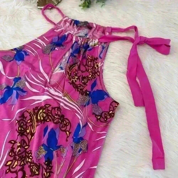 HALÉ BOB SLEEVELESS TANK SILK TIE AT NECK PINK MULTI COLOR SIZE XS - Picture 6 of 14